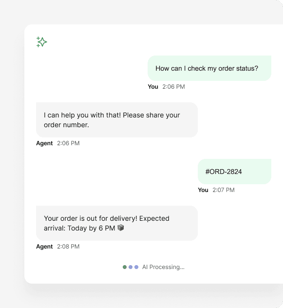 WhatsApp-style customer support conversation
